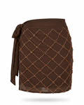 Mocha Stardust Embroidered Wrap Cover-Up