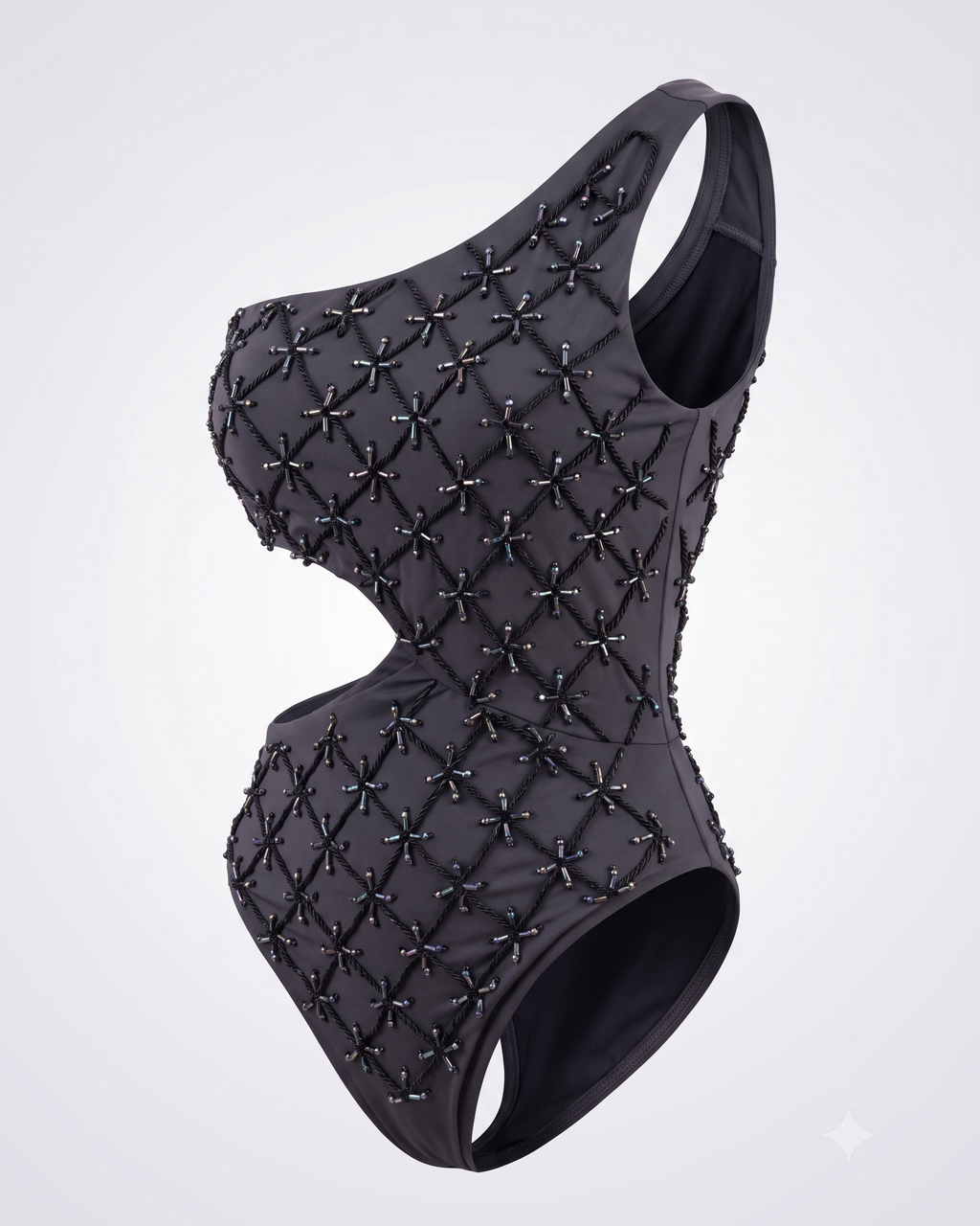 Midnight Constellation – One-Shoulder Embroidered Swimsuit
