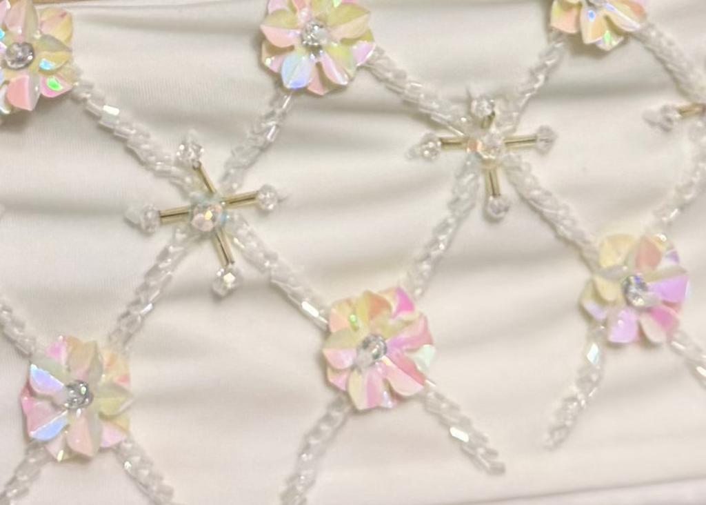 Pearl Blossom – One-Shoulder Embroidered Swimsuit