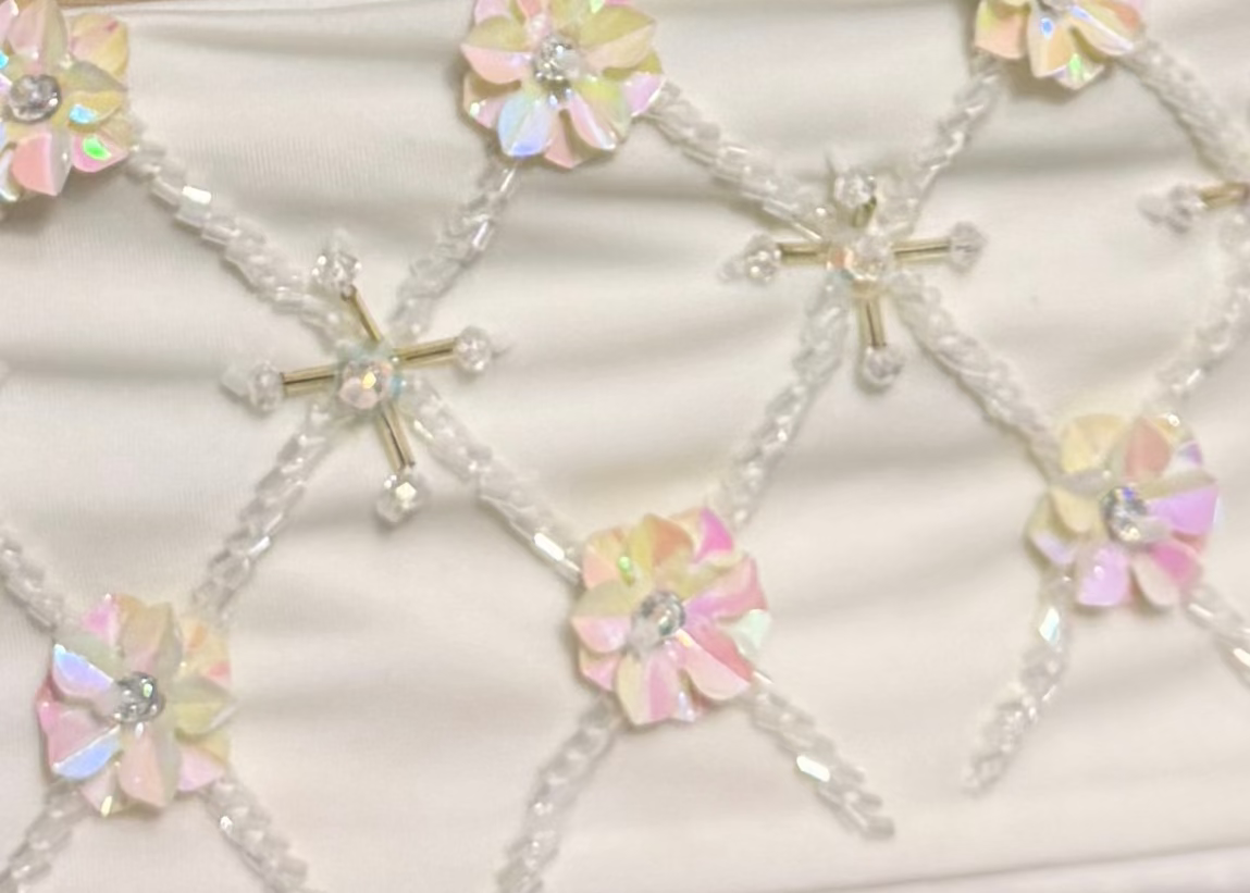 Pearl Blossom – One-Shoulder Embroidered Swimsuit