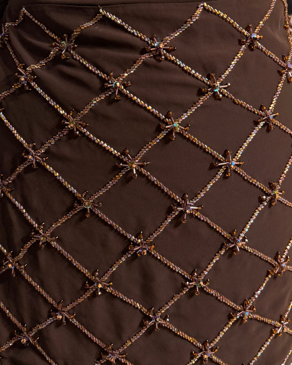 Mocha Stardust Embroidered Wrap Cover-Up